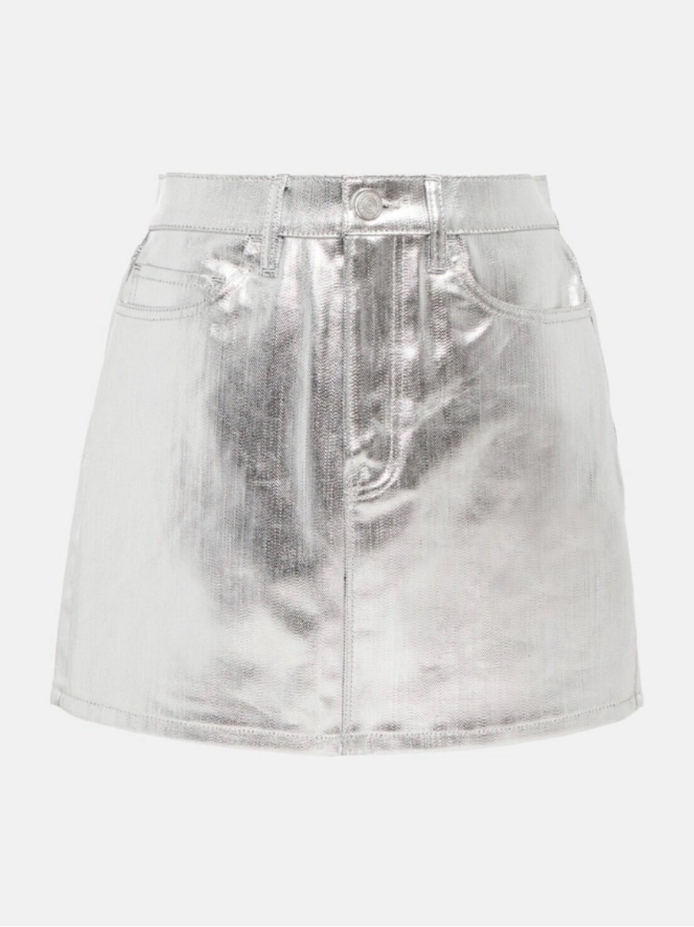 Frame Denim Metallic Silver Mini Skirt